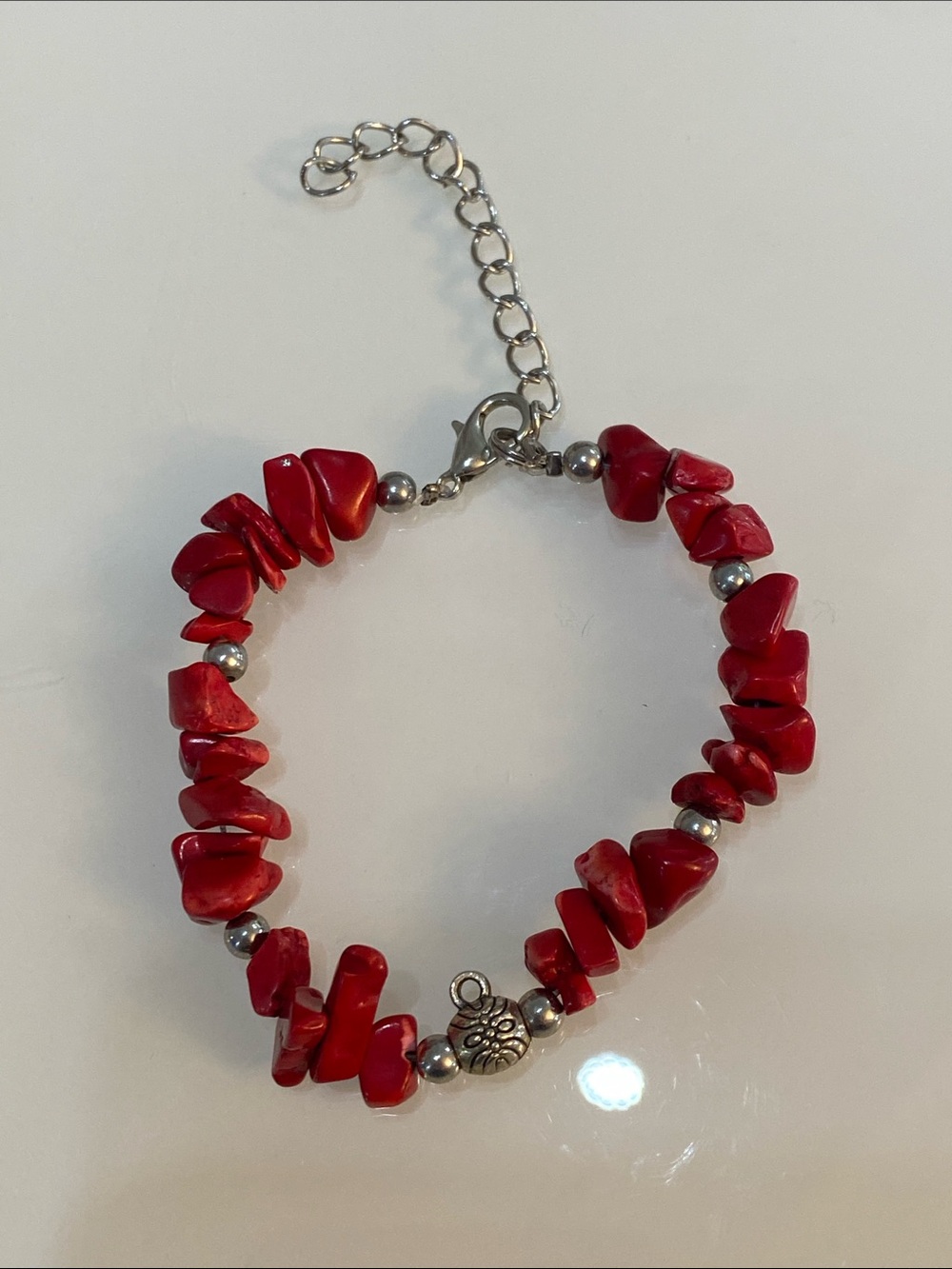 Coral chip bracelet